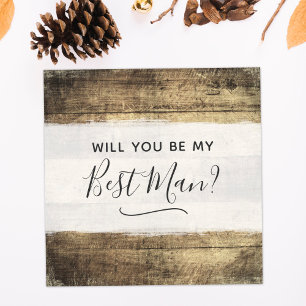Invitación ¿Serás Mi Mejor Hombre Boda De Granja De Madera Rú