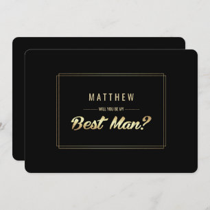 Invitación ¿Serás mi mejor hombre? Boda de oro negro