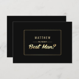 Invitación ¿Serás mi mejor hombre? Boda de oro negro