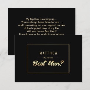 Invitación ¿Serás mi mejor hombre? Boda de oro negro