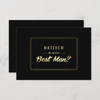 Invitación ¿Serás mi mejor hombre? Boda de oro negro