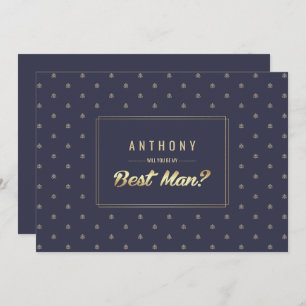 Invitación ¿Serás mi mejor hombre? Boda Navy Blue Gold