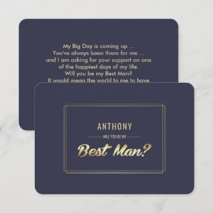 Invitación ¿Serás mi mejor hombre? Boda Navy Blue Gold