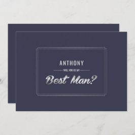 Invitación ¿Serás mi mejor hombre? Boda Navy Blue Silver
