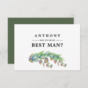 Invitación ¿Serás mi mejor hombre? Botánico Rústico