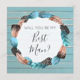 Invitación ¿Serás Mi Mejor Hombre Con Festines De Boho Rústic