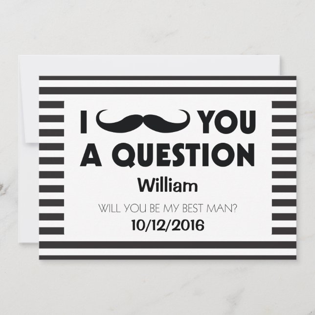 Invitación ¿Serás Mi Mejor Hombre Con Ropa Negra? (Anverso)