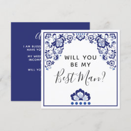 Invitación ¿Serás Mi Mejor Hombre? Delfts Blauw Delft Blue