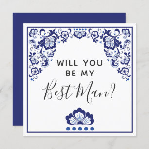 Invitación ¿Serás Mi Mejor Hombre? Delfts Blauw Delft Blue