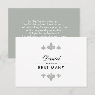 Invitación ¿Serás mi mejor hombre? Fleur-de-lis Gray White