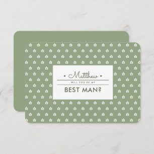 Invitación ¿Serás mi mejor hombre? Green   Patrón blanco