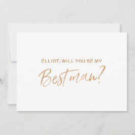 Invitación "¿Serás mi mejor hombre?"|Mano Rosa de oro