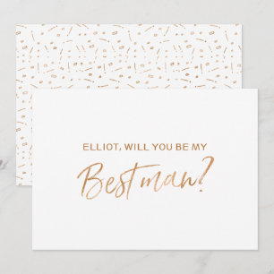 Invitación "¿Serás mi mejor hombre?" Mano Rosa de oro
