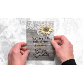 Invitación ¿Serás Mi Moda De Novias Lace Sunflower Wood?