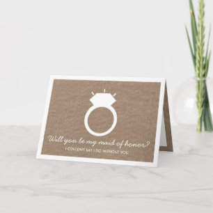 Invitación ¿Serás Mi Mujer De Honor? Burlap Ring Card