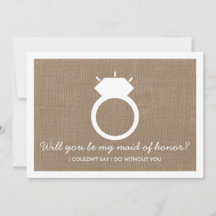 Invitación ¿Serás Mi Mujer De Honor? Burlap Ring Card