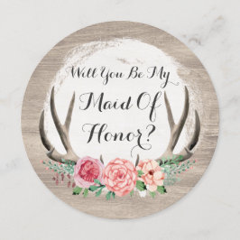 Invitación ¿Serás Mi Mujer De Honor? Floral Antler Rustic