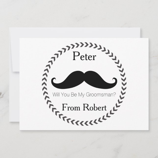 Invitación ¿Serás Mi Mustache Negro De Groomsman? (Anverso)