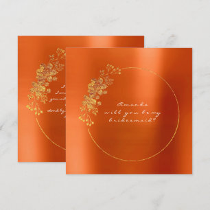 Invitación ¿Serás Mi Naranja De Coral De Oro De La Mujer De N