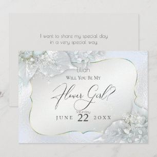 Invitación ¿Serás mi niña de las flores Azul hielo brillante