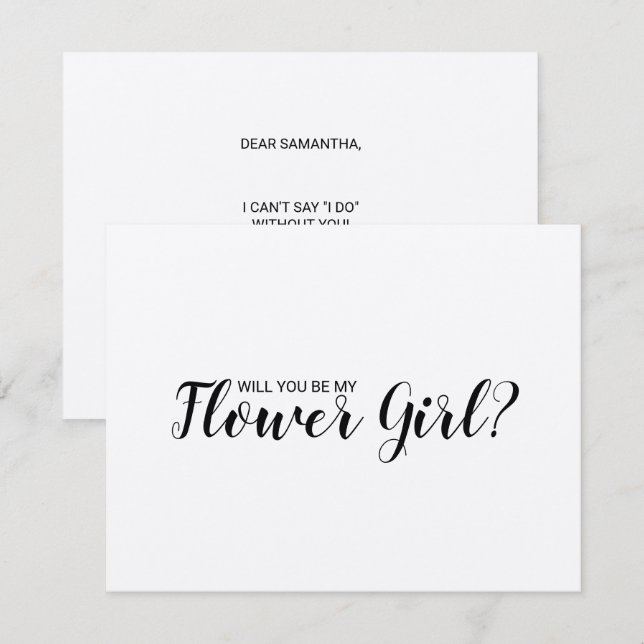 Invitación ¿Serás mi niña de las flores? Papel kraft rústico (Anverso / Reverso)