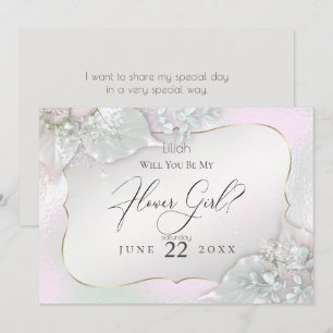 Invitación ¿Serás mi niña de las flores Wispy Pink Shimmer