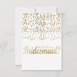 Invitación "¿Serás Mi niñera?" Faux Gold Confetti