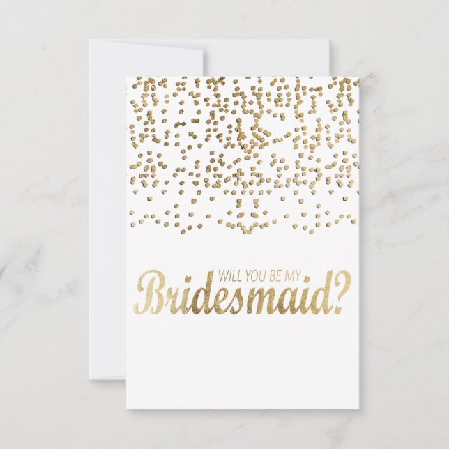 Invitación "¿Serás Mi niñera?" Faux Gold Confetti (Anverso)