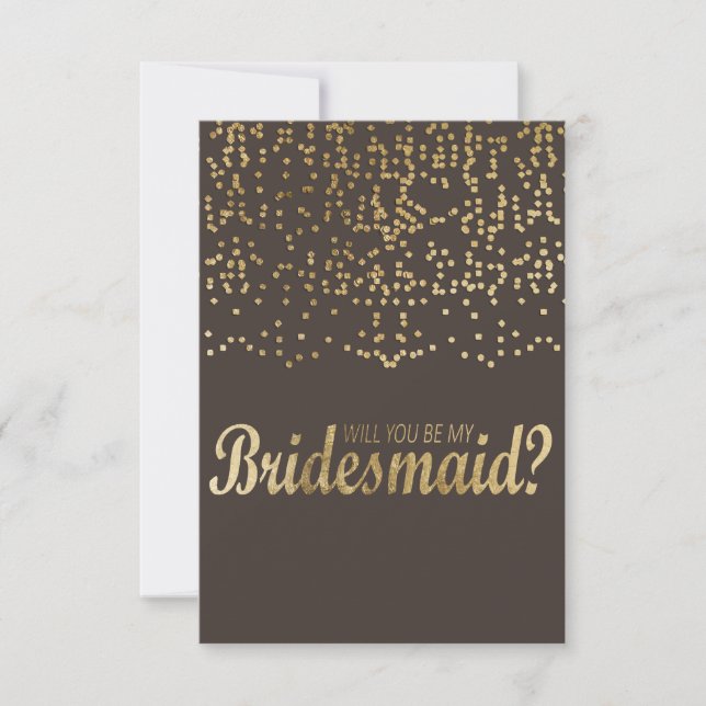 Invitación "¿Serás Mi niñera?" Faux Gold Confetti (Anverso)