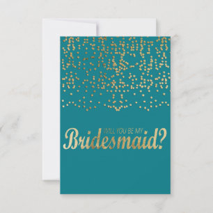 Invitación "¿Serás Mi niñera?" Faux Gold Confetti
