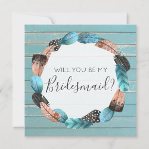 Invitación ¿Serás Mi Nostra Rustic Boho Feathers?