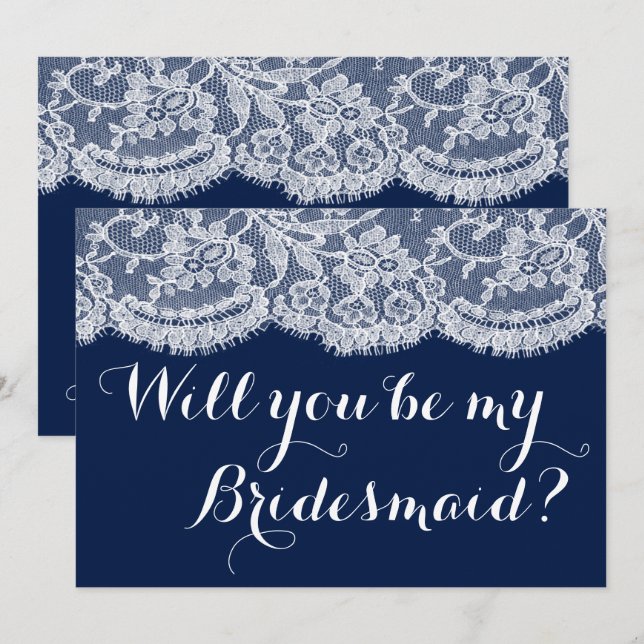Invitación ¿Serás Mi Novia? Arco azul y blanco de la marina (Anverso / Reverso)