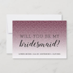 Invitación ¿Serás Mi Novia Burgundy Purpurina Ombre?