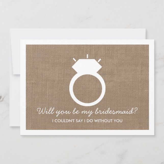 Invitación ¿Serás Mi Novia? Burlap Ring Card (Anverso)
