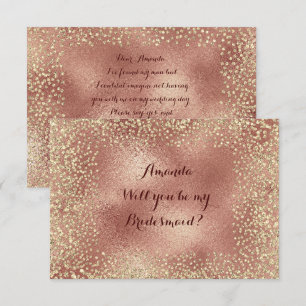 Invitación ¿Serás Mi Novia Copper RoseGold Confetti?