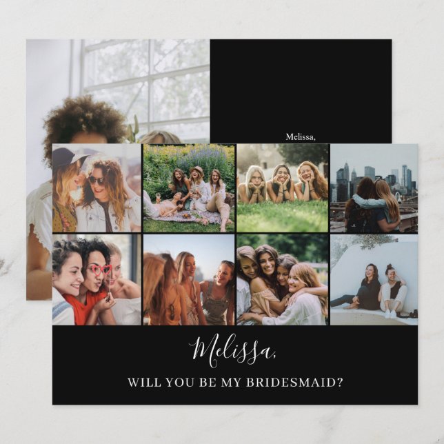Invitación ¿Serás Mi Novia De Collage de fotos Moderno Inv (Anverso / Reverso)