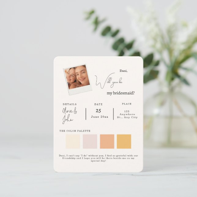 Invitación ¿Serás Mi Novia De Novias? (Anverso de pie)