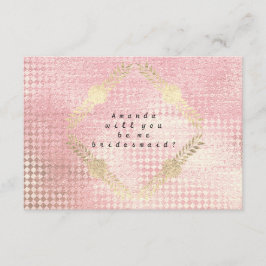 Invitación ¿Serás Mi Novia De Oro Metálico Rosa Rosa