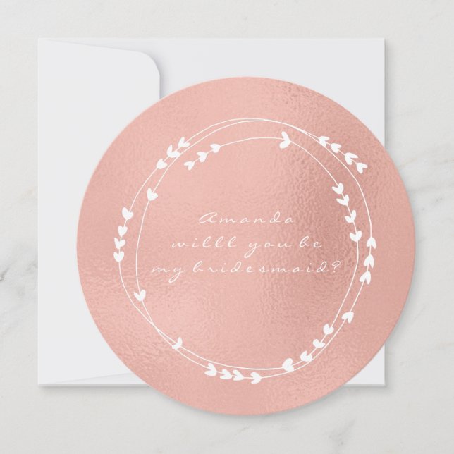 Invitación ¿Serás Mi Novia De Oro Rosa Rosado? (Anverso)
