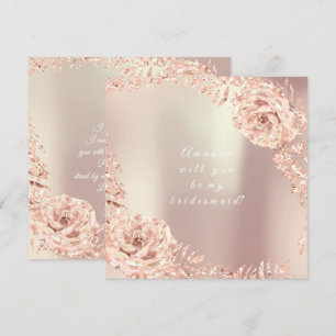 Invitación ¿Serás Mi Novia Dorada Rosa Wreath?