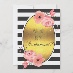 Invitación ¿Serás Mi Novia Faux Relieve metalizado dorado Fll