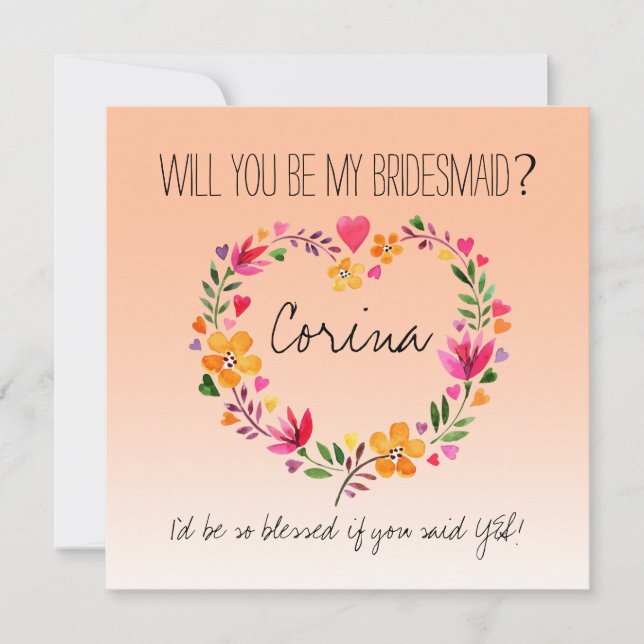 Invitación ¿Serás Mi Novia Flores De Corazón (Anverso)