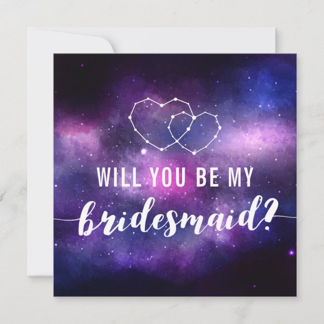 Invitación ¿Serás Mi Novia? Galaxy Boda Hearts (Anverso)