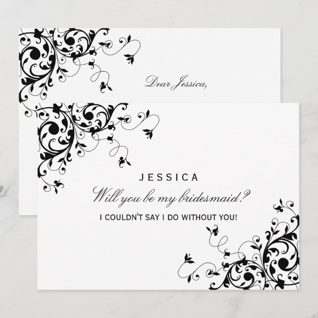 Invitación ¿Serás Mi Novia? Giro negro y blanco (Anverso / Reverso)