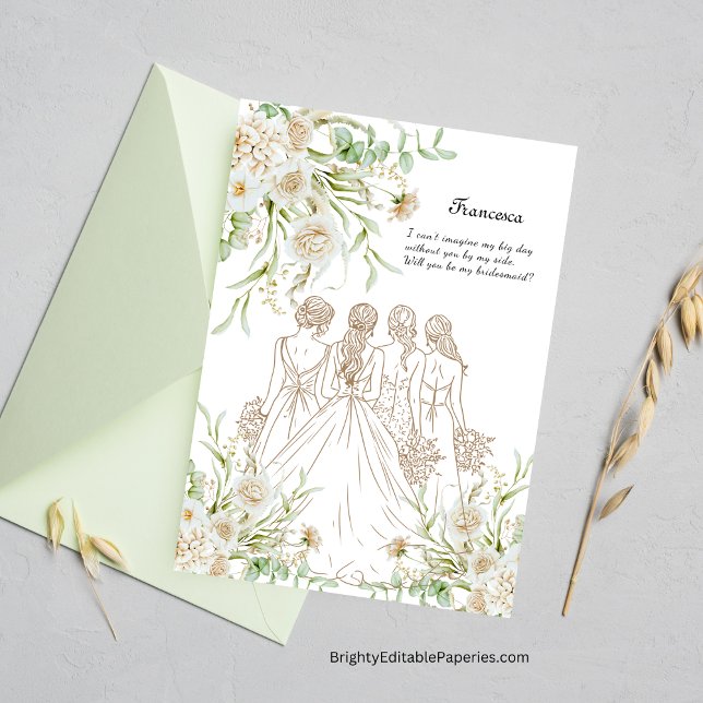 Invitación ¿Serás Mi Novia? Grasa Tropical Pampas (Tropical Bonds: Will You Be My Bridesmaid in Our Pampas Paradise?)