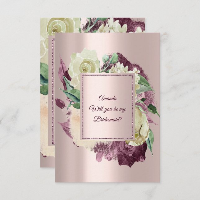Invitación ¿Serás Mi Novia Marsala Ivory Rosa Gold? (Anverso / Reverso)