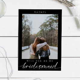 Invitación Serás mi novia Minimalista foto negra