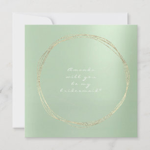Invitación ¿Serás Mi Novia Mint Green Luxury Gold?