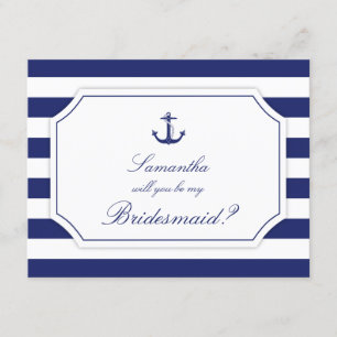 Invitación ¿Serás Mi Novia Nautical Anchor Azul