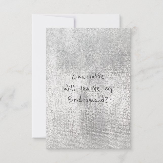 Invitación ¿Serás Mi Novia Pastel Pintado De Plata? (Anverso)